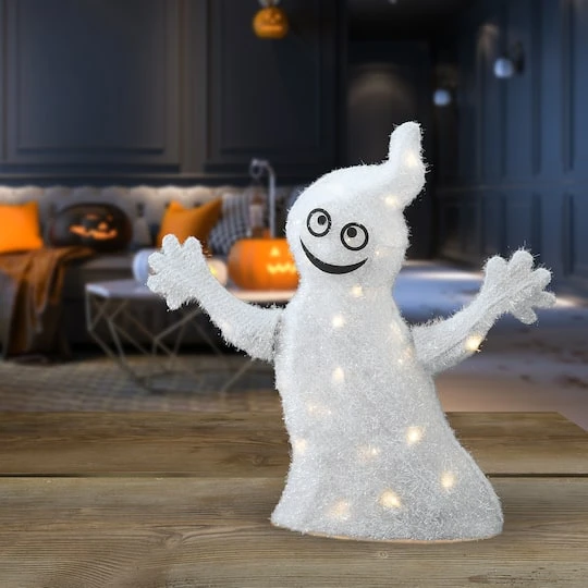 18" White LED Smiling Ghost Halloween Decor 3 18" White LED Smiling Ghost Halloween Decor - Image 3