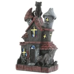 7" Black Cats Haunted House With LED Light
