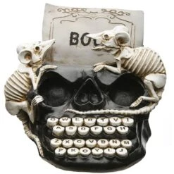 8" Skull Typewriter With Rats