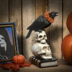 11" Crow & Skulls Halloween Décor -Halloween Decor Shop D445345S 2
