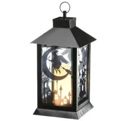16" Black Halloween Haunted House Lantern
