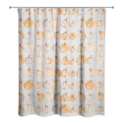 Watercolor Doodle Pumpkins Shower Curtain