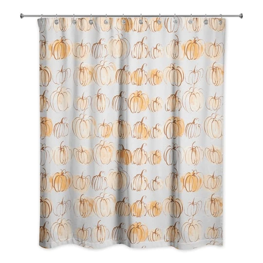 Watercolor Doodle Pumpkins Shower Curtain 1 Watercolor Doodle Pumpkins Shower Curtain