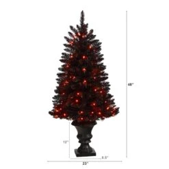 4ft. Black Artificial Halloween Tree In Urn, Orange LED Lights 13 4ft. Black Artificial Halloween Tree In Urn, Orange LED Lights -Halloween Decor Shop D479090S 2