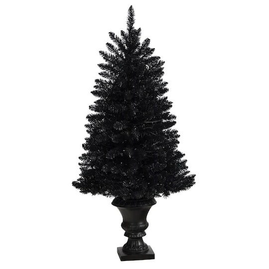 4ft. Black Artificial Halloween Tree In Urn, Orange LED Lights 4 4ft. Black Artificial Halloween Tree In Urn, Orange LED Lights - Image 4