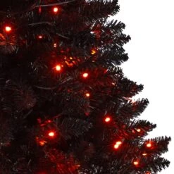 4ft. Black Artificial Halloween Tree In Urn, Orange LED Lights 15 4ft. Black Artificial Halloween Tree In Urn, Orange LED Lights -Halloween Decor Shop D479090S 4