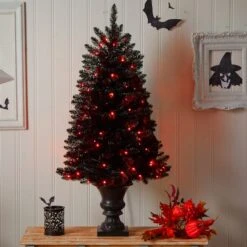 4ft. Black Artificial Halloween Tree In Urn, Orange LED Lights 18 4ft. Black Artificial Halloween Tree In Urn, Orange LED Lights -Halloween Decor Shop D479090S 7