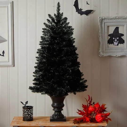 4ft. Black Artificial Halloween Tree In Urn, Orange LED Lights 9 4ft. Black Artificial Halloween Tree In Urn, Orange LED Lights - Image 9