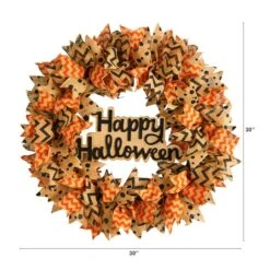30" Halloween Burlap Ribbon Wreath 7 30" Halloween Burlap Ribbon Wreath -Halloween Decor Shop D479092S 2