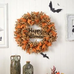 30" Halloween Burlap Ribbon Wreath 8 30" Halloween Burlap Ribbon Wreath -Halloween Decor Shop D479092S 3