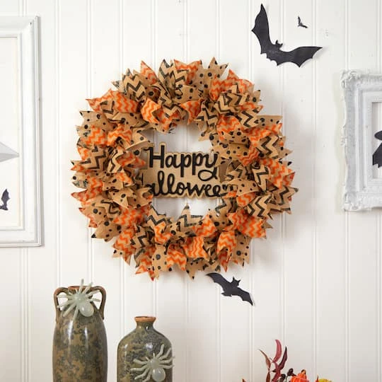 30" Halloween Burlap Ribbon Wreath 4 30" Halloween Burlap Ribbon Wreath - Image 4