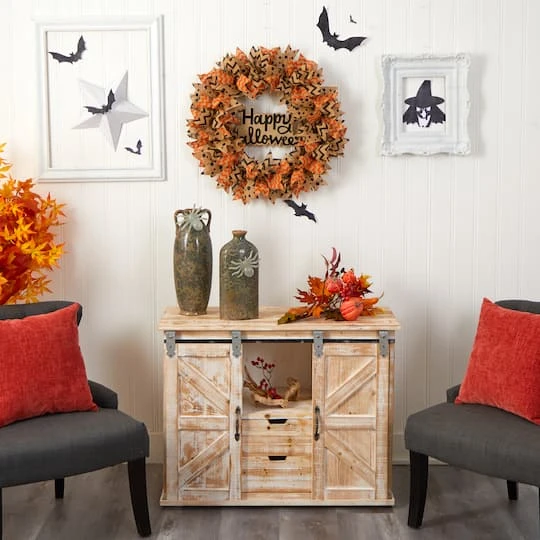 30" Halloween Burlap Ribbon Wreath 5 30" Halloween Burlap Ribbon Wreath - Image 5