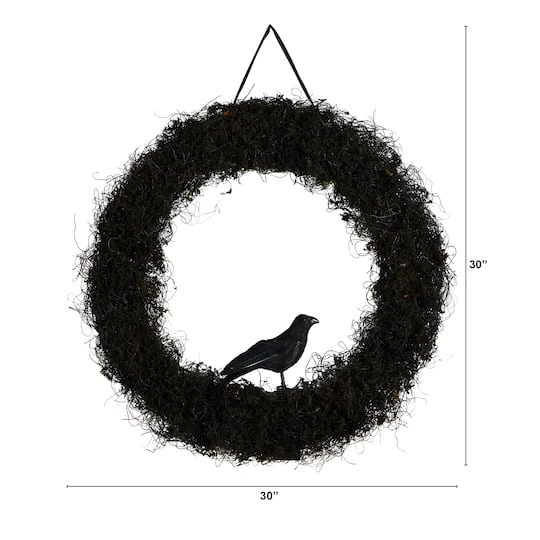 30" Halloween Black Raven Twig Wreath 3 30" Halloween Black Raven Twig Wreath - Image 3