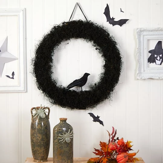 30" Halloween Black Raven Twig Wreath 4 30" Halloween Black Raven Twig Wreath - Image 4