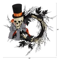 26" Halloween Dapper Skeleton Wreath -Halloween Decor Shop D479096S 2