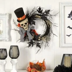 26" Halloween Dapper Skeleton Wreath -Halloween Decor Shop D479096S 3