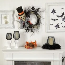 26" Halloween Dapper Skeleton Wreath -Halloween Decor Shop D479096S 4