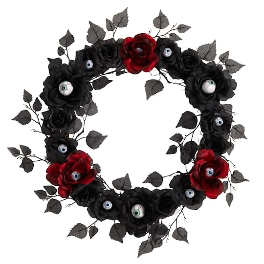 24" Eyeball Rose Halloween Artificial Wreath 2 24" Eyeball Rose Halloween Artificial Wreath - Image 2