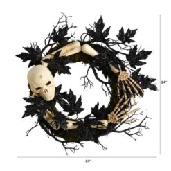 24" Halloween Skull & Bones Wreath -Halloween Decor Shop D479103S 2