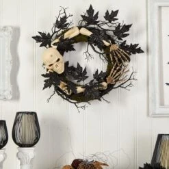 24" Halloween Skull & Bones Wreath -Halloween Decor Shop D479103S 3