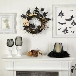 24" Halloween Skull & Bones Wreath -Halloween Decor Shop D479103S 4