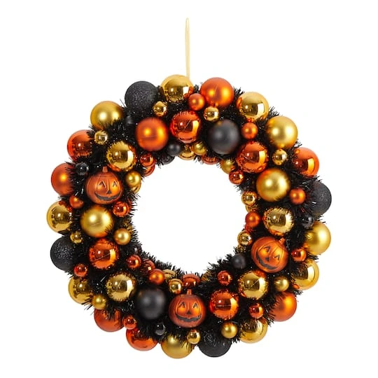 19" Shatterproof Jack-o-lantern Halloween Ornament Wreath 2 19" Shatterproof Jack-o-lantern Halloween Ornament Wreath - Image 2