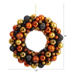 19" Shatterproof Jack-o-lantern Halloween Ornament Wreath 6 19" Shatterproof Jack-o-lantern Halloween Ornament Wreath -Halloween Decor Shop D479105S 12