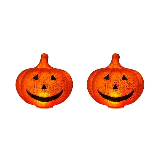 6" LED Illuminated Mercury Glass Jack-O-Lanterns, 2ct. 1 6" LED Illuminated Mercury Glass Jack-O-Lanterns, 2ct.