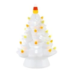 12" White LED Illuminated Halloween Tree