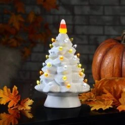 12" White LED Illuminated Halloween Tree 5 12" White LED Illuminated Halloween Tree -Halloween Decor Shop D496317S 2