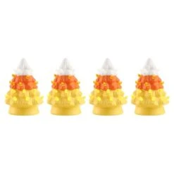 5.5" LED Illuminated Halloween Candy Corn Trees, 4ct. 5 5.5" LED Illuminated Halloween Candy Corn Trees, 4ct. -Halloween Decor Shop D496319S 1 1