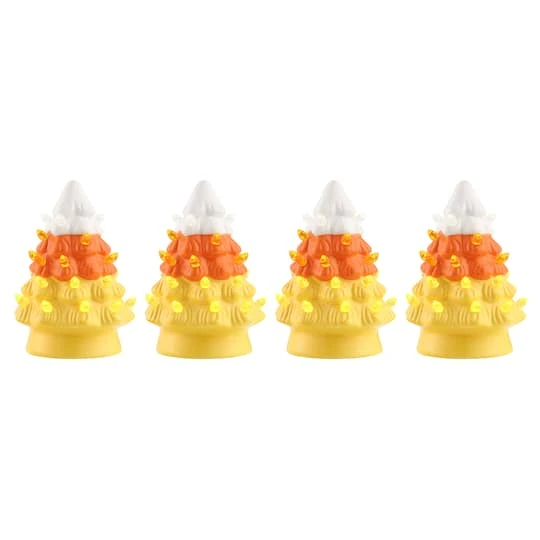 5.5" LED Illuminated Halloween Candy Corn Trees, 4ct. 2 5.5" LED Illuminated Halloween Candy Corn Trees, 4ct. - Image 2