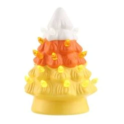 5.5" LED Illuminated Halloween Candy Corn Trees, 4ct. 6 5.5" LED Illuminated Halloween Candy Corn Trees, 4ct. -Halloween Decor Shop D496319S 2