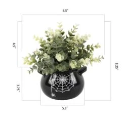 Flora Bunda® Eucalyptus In Spider Web Cauldron 5 Flora Bunda® Eucalyptus In Spider Web Cauldron -Halloween Decor Shop D511235S 2