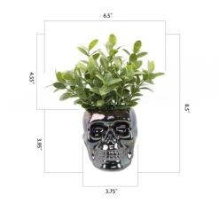 Flora Bunda® Tea Leaf In Metallic Ceramic Black Skull -Halloween Decor Shop D511243S 2