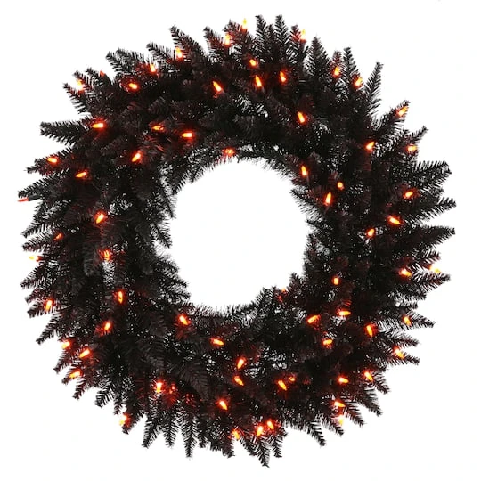 30" Orange Dura-Lit LED Black Fir Artificial Christmas Wreath 2 30" Orange Dura-Lit LED Black Fir Artificial Christmas Wreath - Image 2