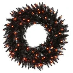 30" Orange Dura-Lit LED Black Fir Artificial Christmas Wreath
