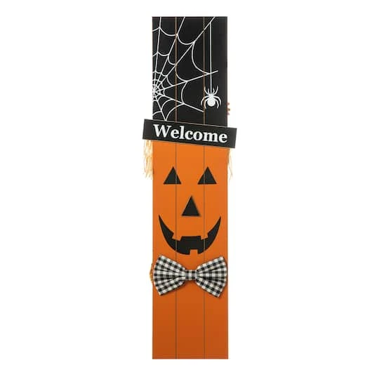 Glitzhome® 36" Double Sided Wooden Scarecrow & Pumpkin Porch Décor For Halloween & Fall 1 Glitzhome® 36" Double Sided Wooden Scarecrow & Pumpkin Porch Décor For Halloween & Fall