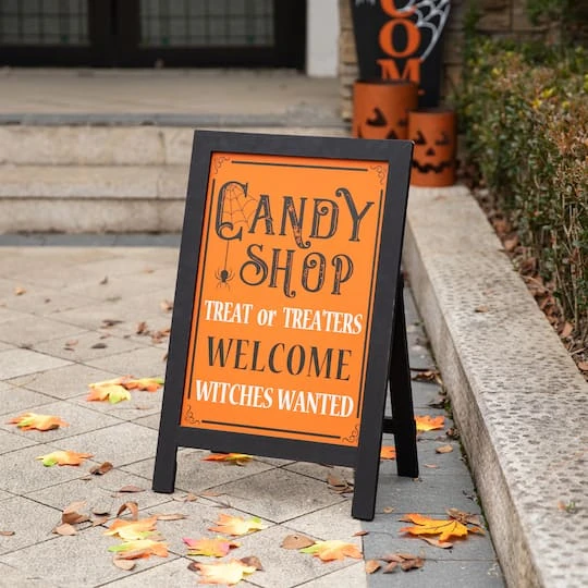 Glitzhome® 24" Halloween Wooden "Candy Shop" Standing Or Hanging Easel Sign 3 Glitzhome® 24" Halloween Wooden "Candy Shop" Standing Or Hanging Easel Sign - Image 3