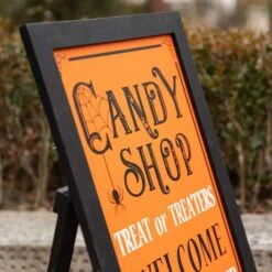 Glitzhome® 24" Halloween Wooden "Candy Shop" Standing Or Hanging Easel Sign 12 Glitzhome® 24" Halloween Wooden "Candy Shop" Standing Or Hanging Easel Sign -Halloween Decor Shop D645633S 3