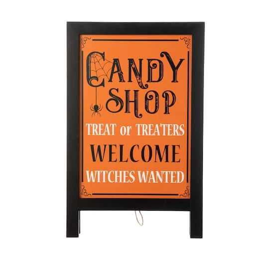 Glitzhome® 24" Halloween Wooden "Candy Shop" Standing Or Hanging Easel Sign 8 Glitzhome® 24" Halloween Wooden "Candy Shop" Standing Or Hanging Easel Sign - Image 8