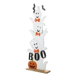 Glitzhome® 37.5" Halloween Wooden Stacked Ghost Porch Décor 15 Glitzhome® 37.5" Halloween Wooden Stacked Ghost Porch Décor -Halloween Decor Shop D645634S 6