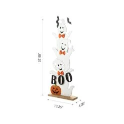 Glitzhome® 37.5" Halloween Wooden Stacked Ghost Porch Décor 17 Glitzhome® 37.5" Halloween Wooden Stacked Ghost Porch Décor -Halloween Decor Shop D645634S 8