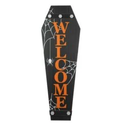Glitzhome® 42" Halloween Wooden Welcome Coffin Porch Décor