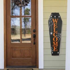 Glitzhome® 42" Halloween Wooden Welcome Coffin Porch Décor 12 Glitzhome® 42" Halloween Wooden Welcome Coffin Porch Décor -Halloween Decor Shop D645635S 3