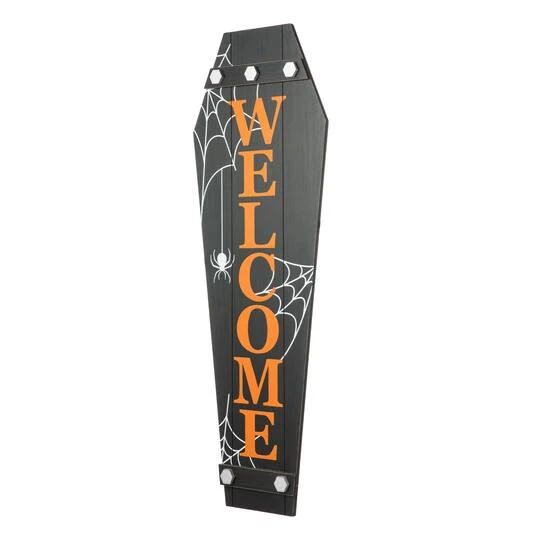 Glitzhome® 42" Halloween Wooden Welcome Coffin Porch Décor 8 Glitzhome® 42" Halloween Wooden Welcome Coffin Porch Décor - Image 8