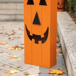 Glitzhome® 30" Lighted Halloween Wooden Pumpkin Porch Décor With Timer -Halloween Decor Shop D645636S 4