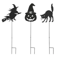 Glitzhome® 36" Halloween Metal Silhouette Yard Stake Or Hanging Décor Set 10 Glitzhome® 36" Halloween Metal Silhouette Yard Stake Or Hanging Décor Set -Halloween Decor Shop D645637S 1 1