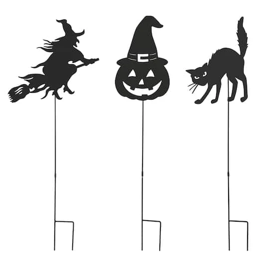Glitzhome® 36" Halloween Metal Silhouette Yard Stake Or Hanging Décor Set 1 Glitzhome® 36" Halloween Metal Silhouette Yard Stake Or Hanging Décor Set