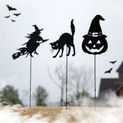Glitzhome® 36" Halloween Metal Silhouette Yard Stake Or Hanging Décor Set 11 Glitzhome® 36" Halloween Metal Silhouette Yard Stake Or Hanging Décor Set -Halloween Decor Shop D645637S 2